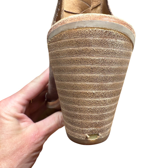 SOFFT McKenna Women's 9M Peep Toe Heeled Sandals Smoked Suede Metallic Shoes - Picture 14 of 16